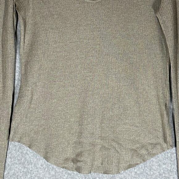 Nation LTD Ribbed Henley Long Sleeve Top Sz S Tan Neutral Minimalist Layer‎ Peru - Picture 9 of 10